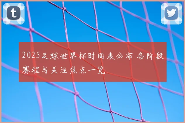2025足球世界杯时间表公布 各阶段赛程与关注焦点一览